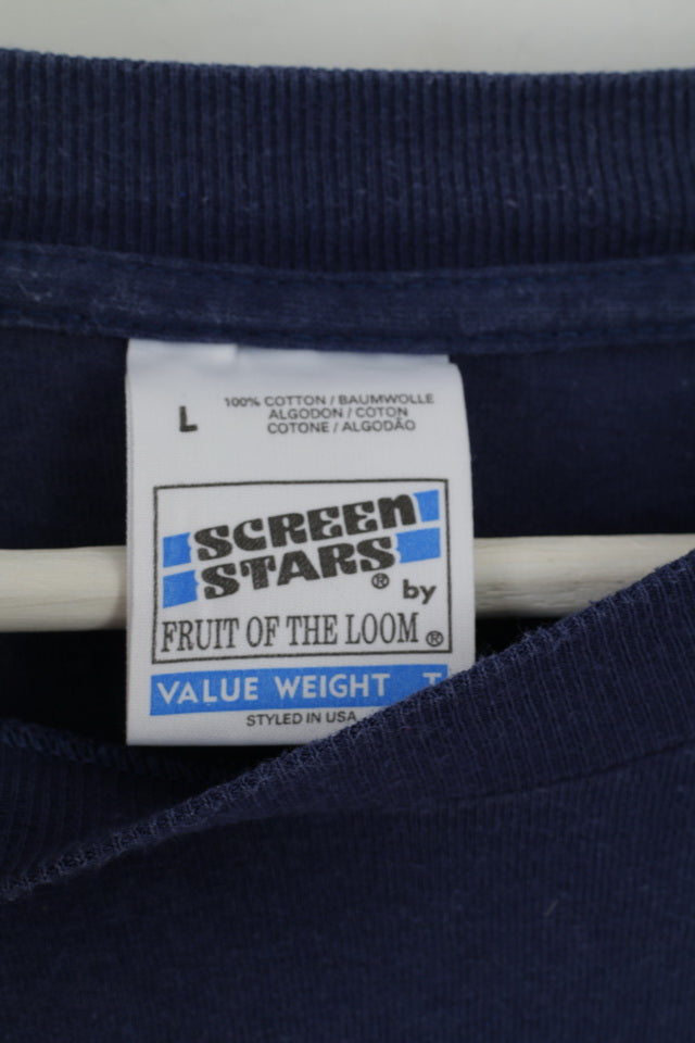 Fruit Of The Loom Mens L T-Shirt Navy Cotton Graphic Tweety Warner Bros 1997