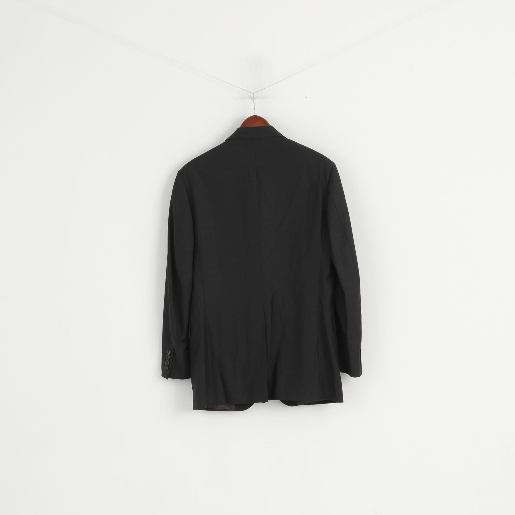 PAOLONI Men 48 38 Blazer Black Wool Cerruti 110's Single Breasted Made in Italy Jacket