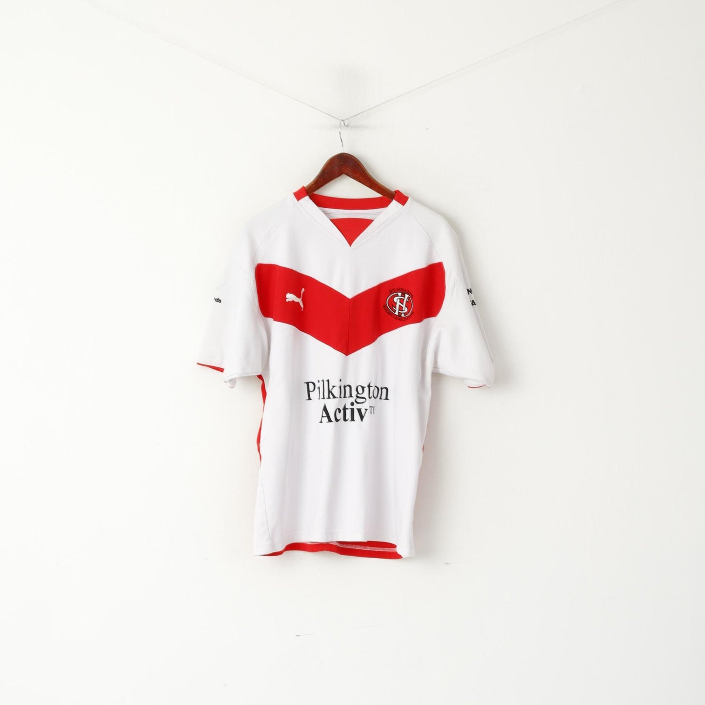 Puma Men L Shirt White Red St. Hellens Rugby League Club Sportswear Jersey Top