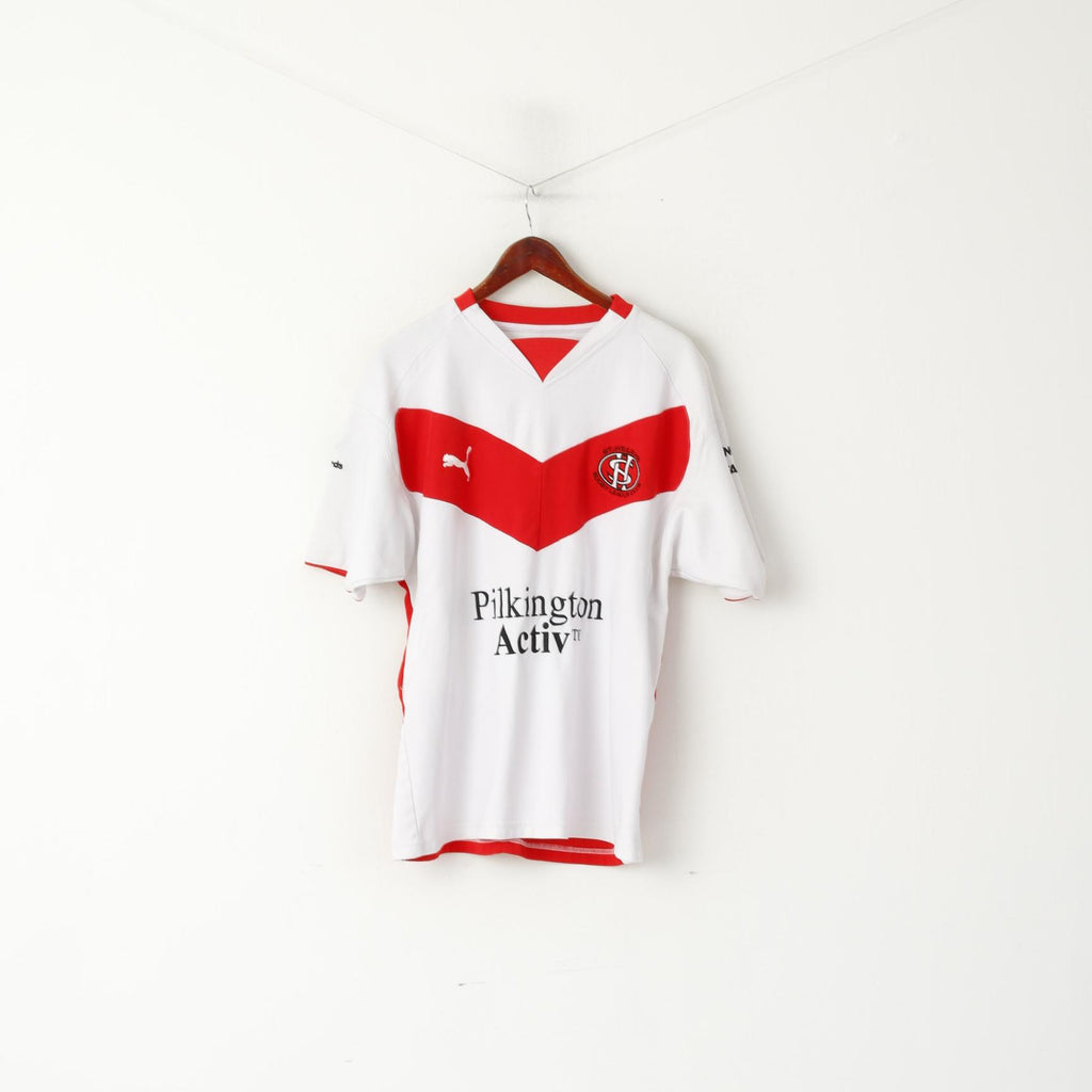 Maglia Puma Uomo L Bianca Rossa St. Hellens Rugby League Club Sportswear Jersey Top