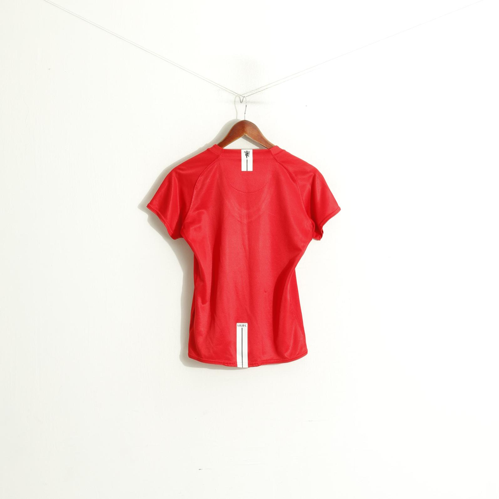 Maglia Nike Manchester United da donna L Maglia rossa da calcio con scollo a V, abbigliamento sportivo, top in jersey