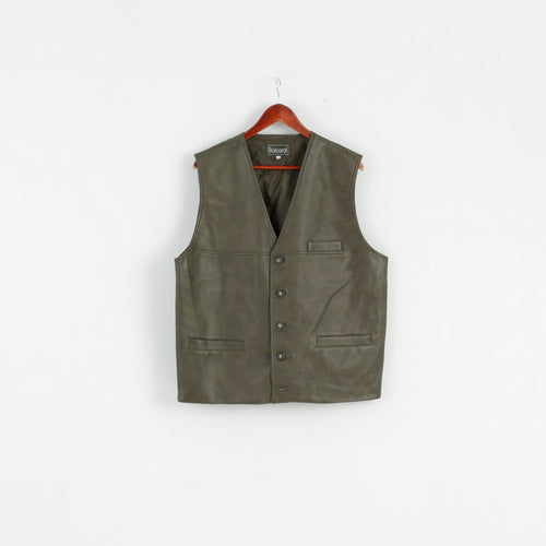 Burcardi Classic Mens L Vest Vert Cuir Imitation Léger Bodywarmer