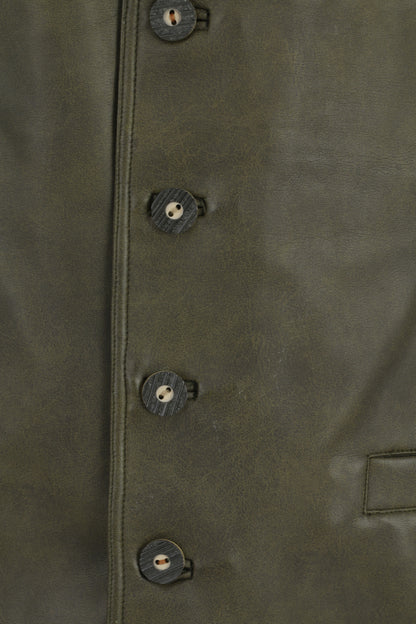 Burcardi Classic Mens L Vest Green Leather Imitation Lightweight Bodywarmer
