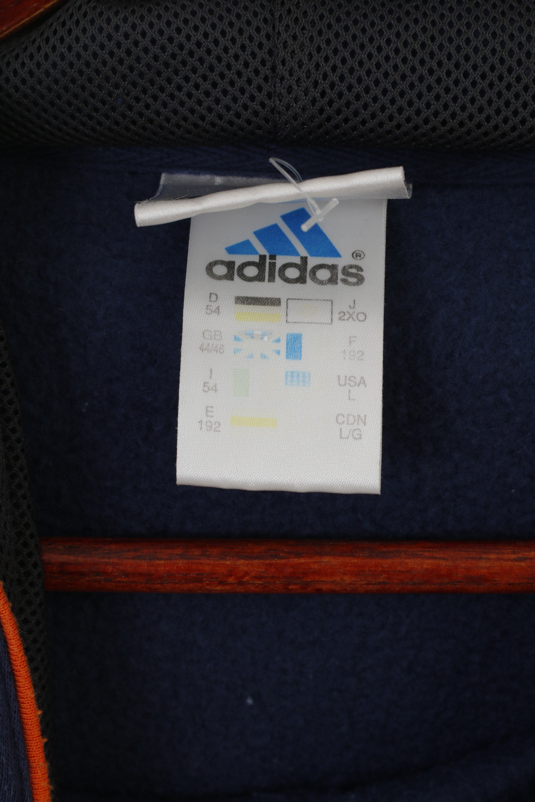 Adidas Homme L 192 Sweat Marine Vintage Coton À Capuche Poche Kangourou Haut