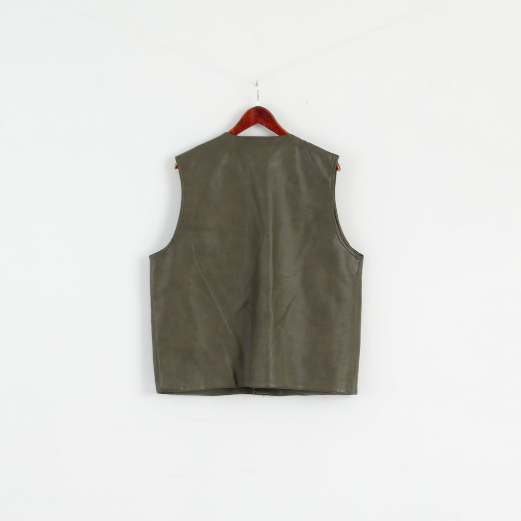 Burcardi Classic Mens L Vest Vert Cuir Imitation Léger Bodywarmer
