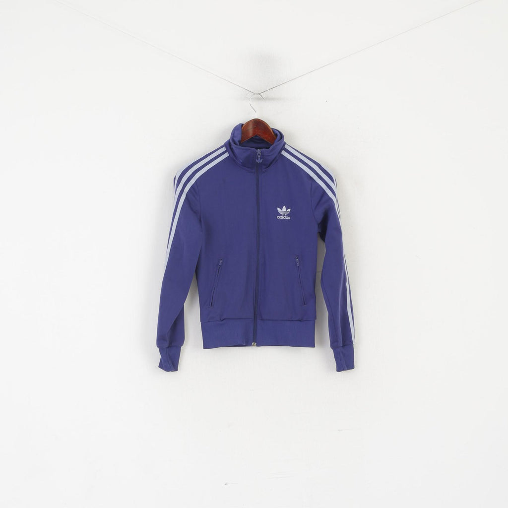 Felpa Adidas da donna 34 XS viola retrò lucida con cerniera intera Activewear Track Top