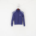 Adidas Women 34 XS Sweatshirt Purple Retro Shiny Full Zipper Activewear Track Top