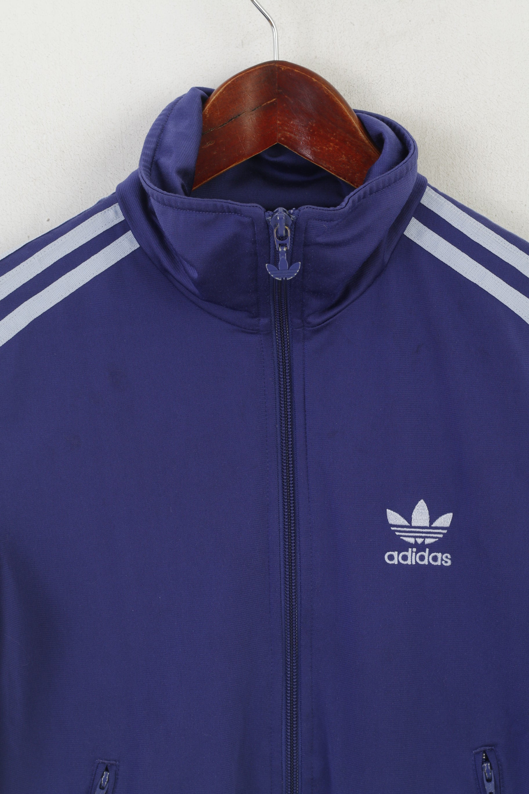 Adidas Women 34 XS Sweatshirt Purple Retro Shiny Full Zipper Activewear Track Top
