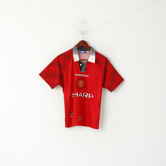 Umbro Manchester United Garçons Y 10 Âge Chemise Rouge Football Vintage Jersey Performance Top