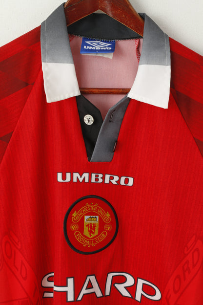 Umbro Manchester United Boys Y 10 Age Shirt Red Football Vintage Jersey Performance Top