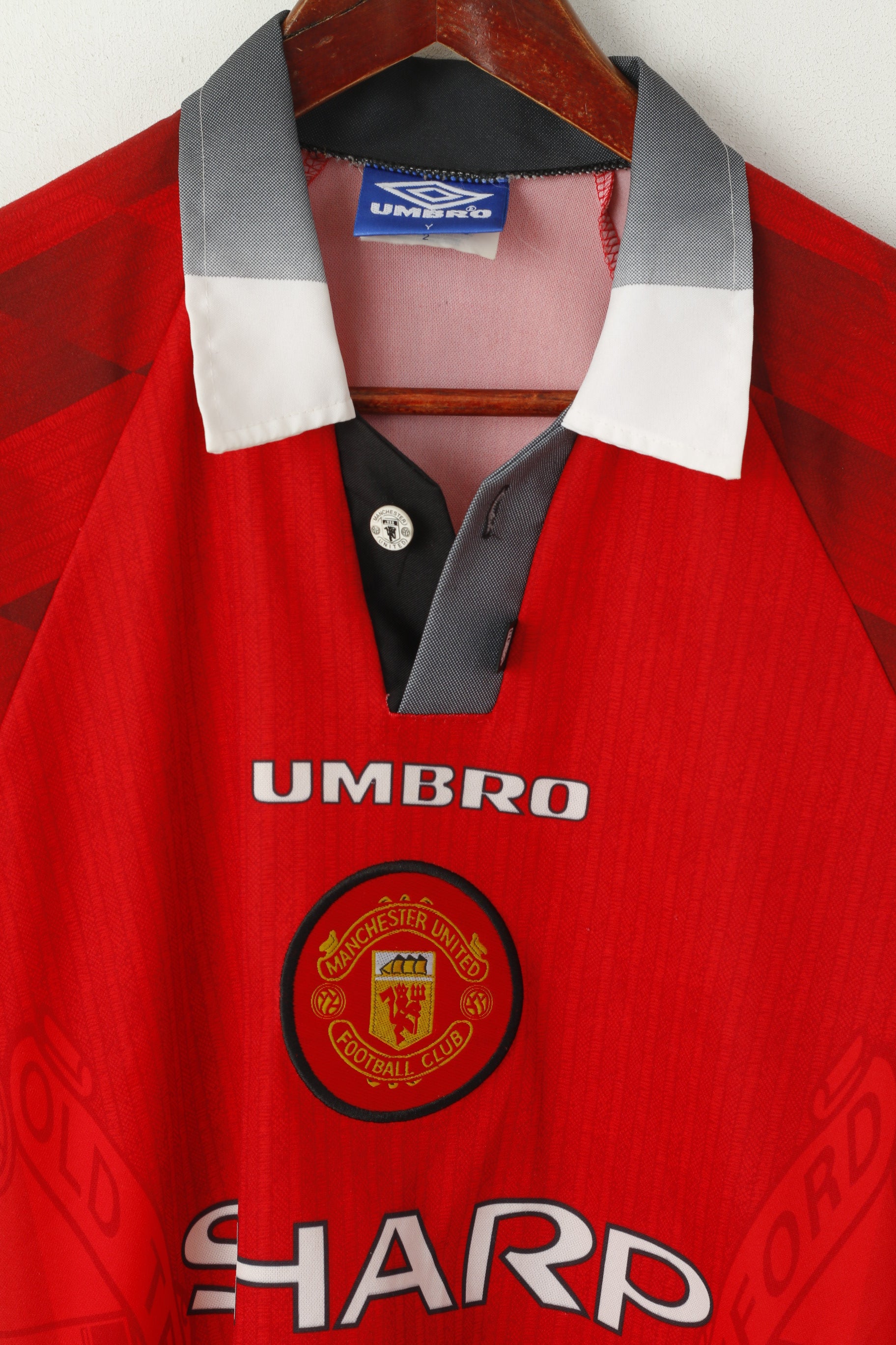 Umbro Manchester United Boys Y 10 Age Shirt Red Football Vintage Jersey Performance Top