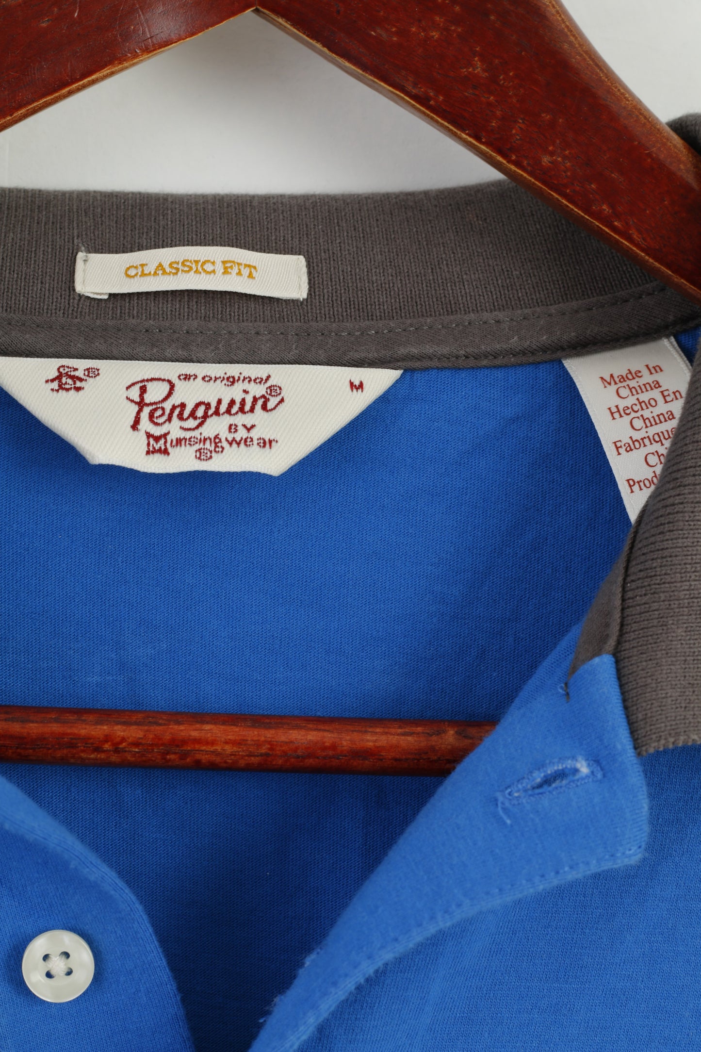 Original Penguin Mens M Polo Shirt Blue Cotton Classic Fit Logo Top