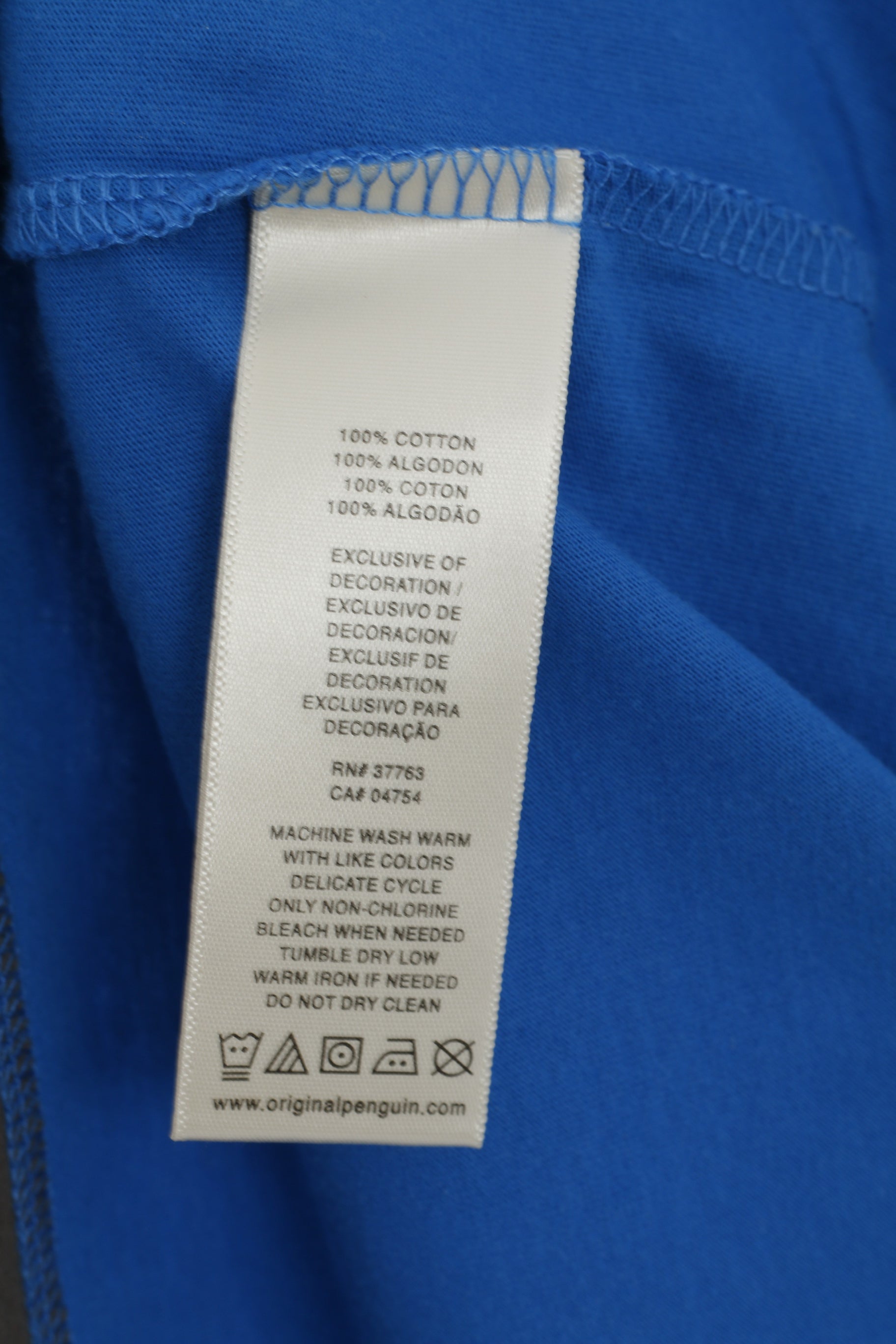 Original Penguin Mens M Polo Shirt Blue Cotton Classic Fit Logo Top