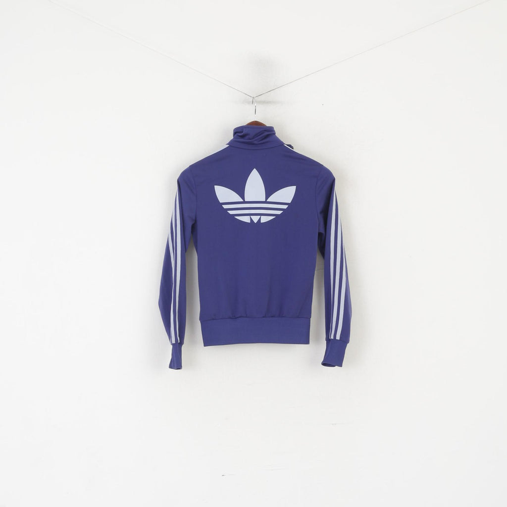 Felpa Adidas da donna 34 XS viola retrò lucida con cerniera intera Activewear Track Top