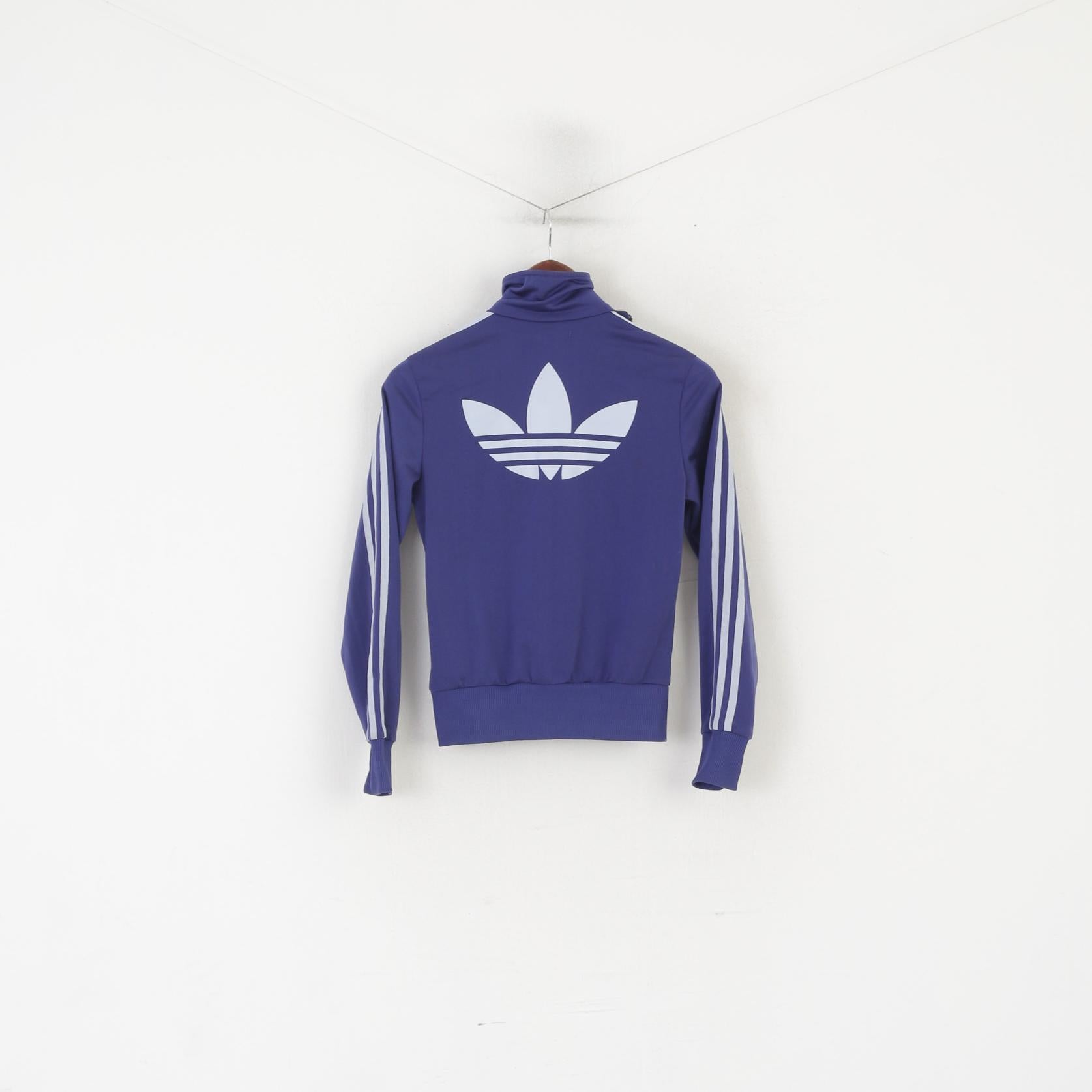 Felpa Adidas da donna 34 XS viola retrò lucida con cerniera intera Activewear Track Top