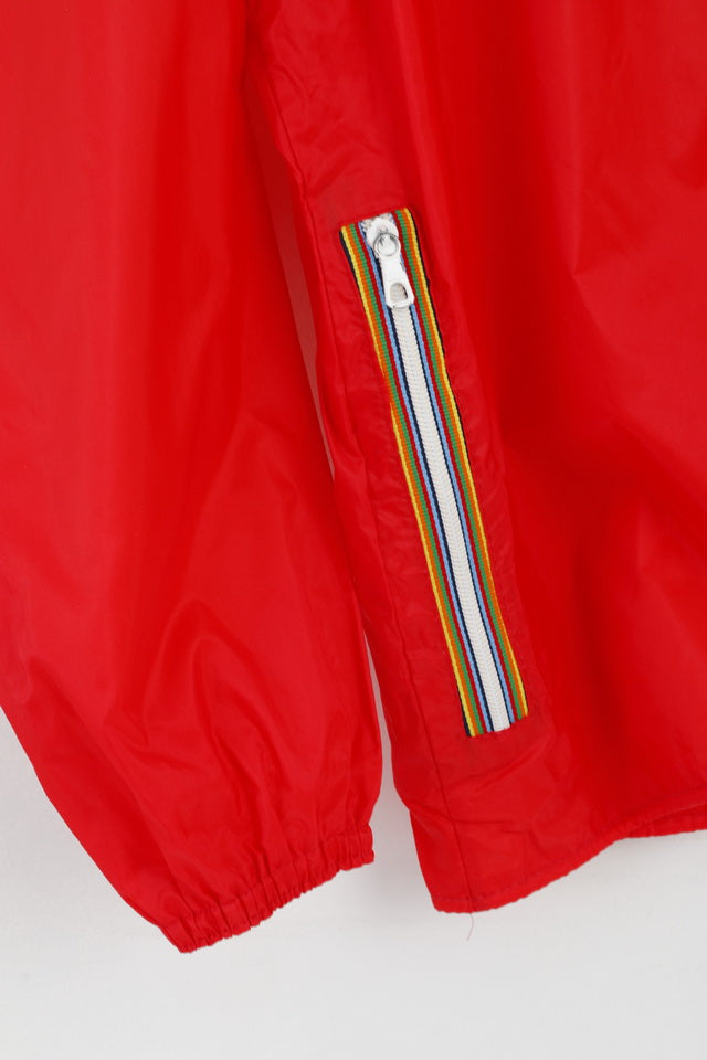 Giacca antipioggia da uomo Rea 52/54 L, parte superiore con cappuccio nascosto impermeabile in nylon rosso