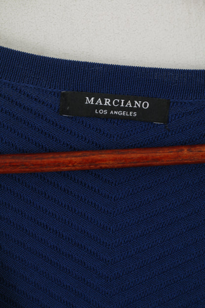 Marciano Los Angeles Women 2 S Mini Dress Navy Stretch Viscose Knit V Neck