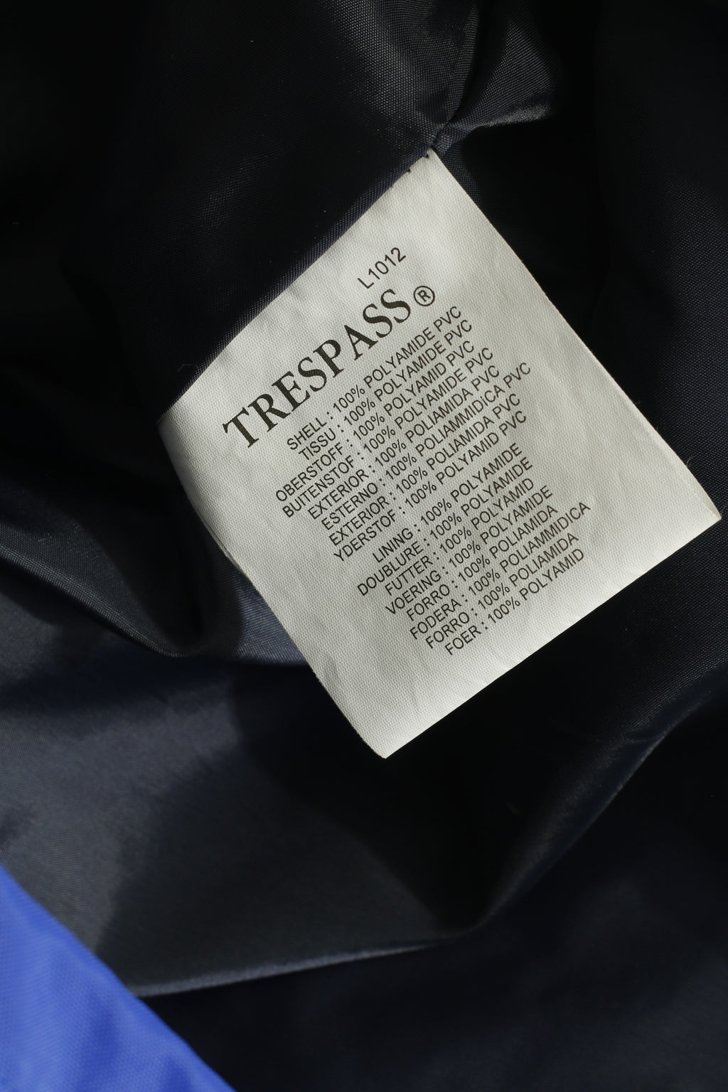 Trespass Hommes M Veste Bleu Nylon Voile Extérieur Capuche Cachée Imperméable Extérieur Haut