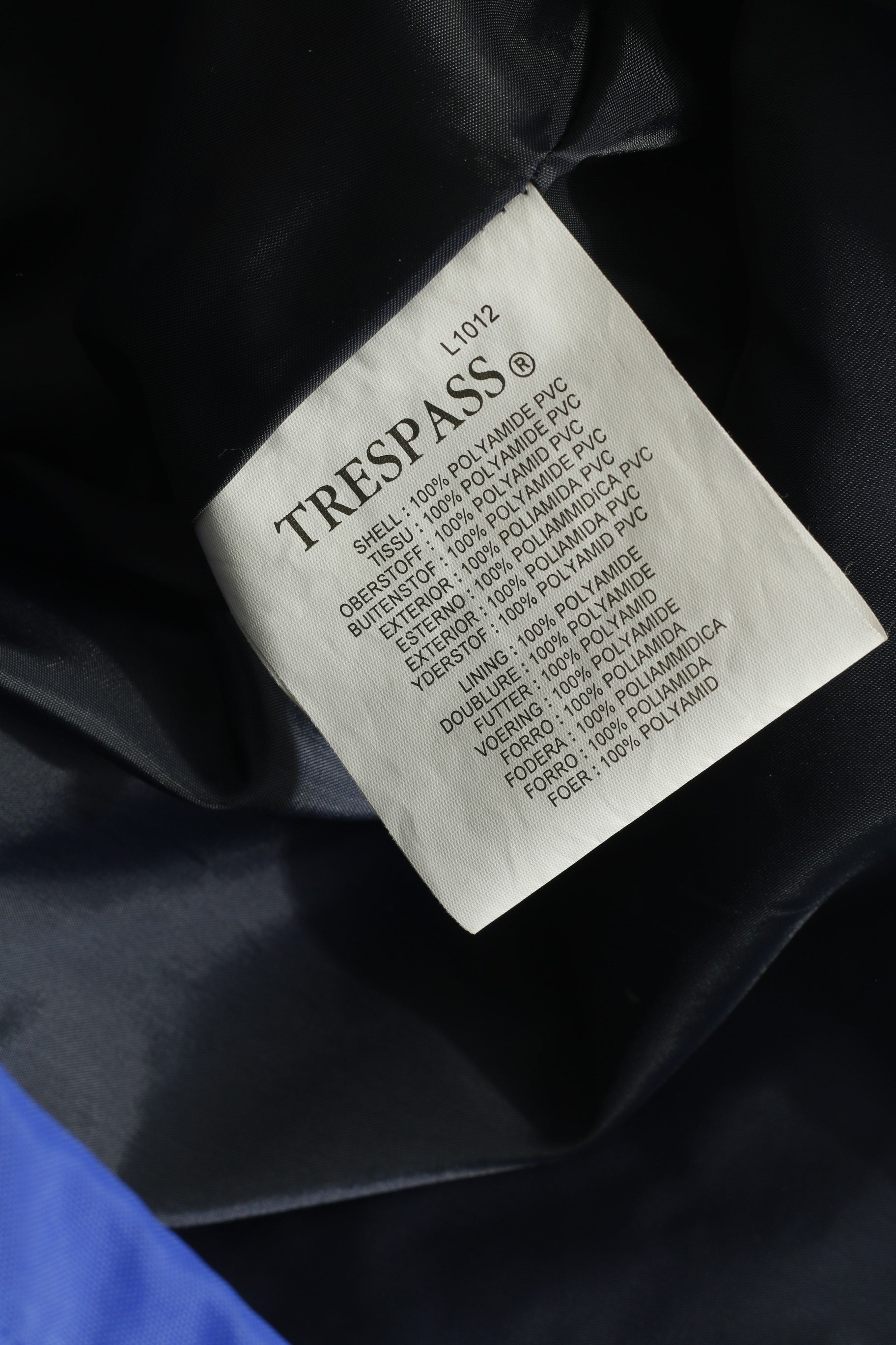 Trespass Hommes M Veste Bleu Nylon Voile Extérieur Capuche Cachée Imperméable Extérieur Haut