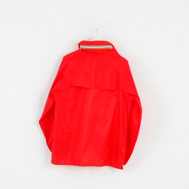 Giacca antipioggia da uomo Rea 52/54 L, parte superiore con cappuccio nascosto impermeabile in nylon rosso