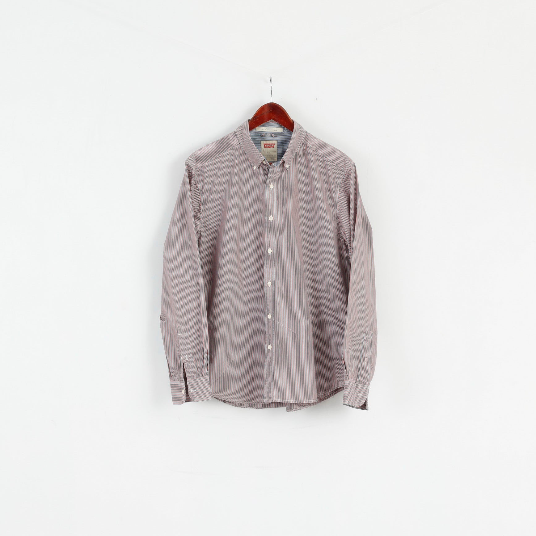 Levi's Chemise décontractée L Homme Bleu Rouge Rayé Coton Coupe Standard Manches Longues