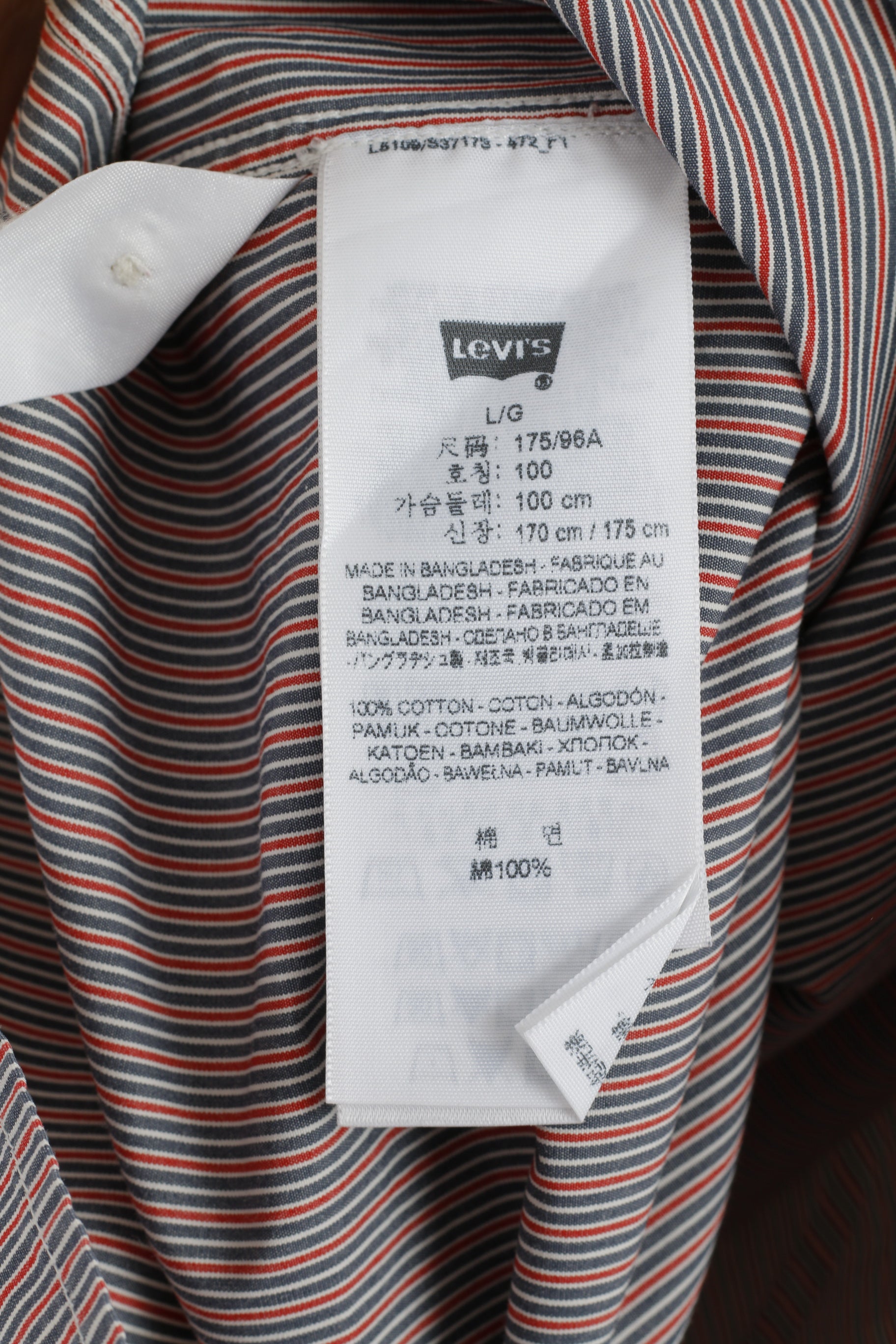 Levi's Chemise décontractée L Homme Bleu Rouge Rayé Coton Coupe Standard Manches Longues