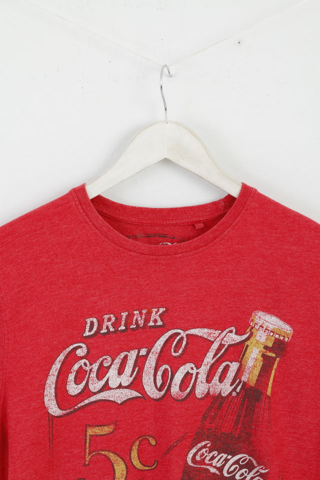George Coca Cola Mens M T-Shirt Red Cotton Blend Classic Top Crew Neck