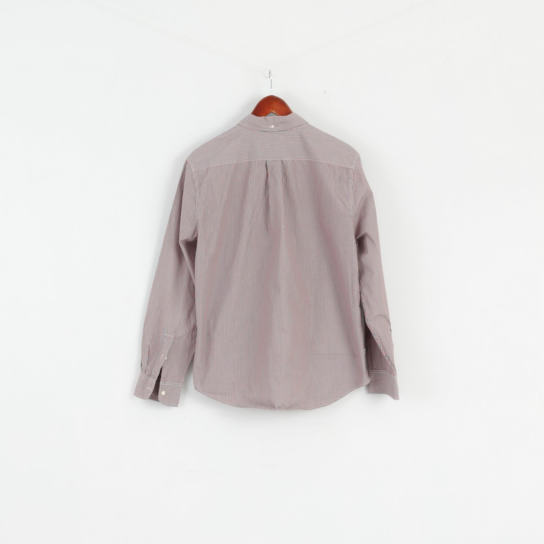 Levi's Mens L Casual Shirt Blue Red Striped Cotton Standard Fit Long Sleeve