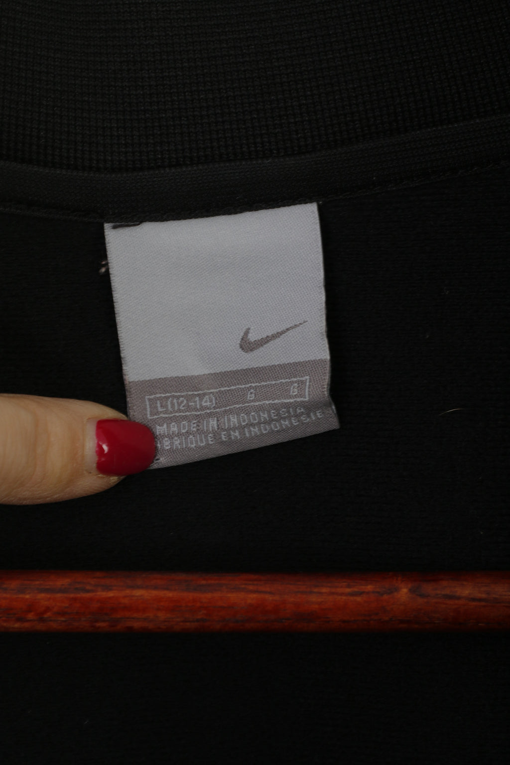 Felpa Nike Youth L 12-14 anni Felpa nera lucida vintage con cerniera intera Top sportivo