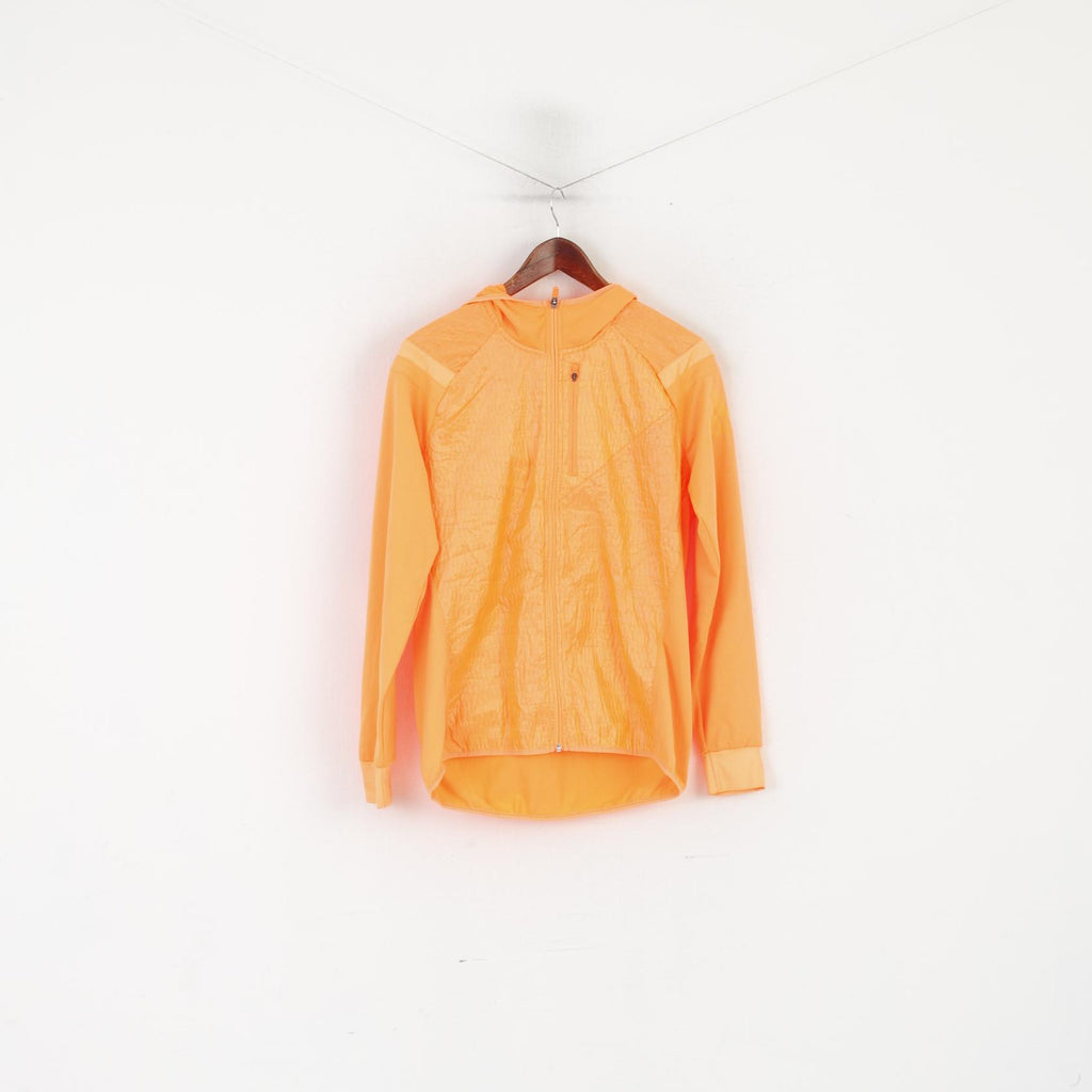 Adidas Running Femme L Veste Néon Orange Léger Zip Up Activewear Top