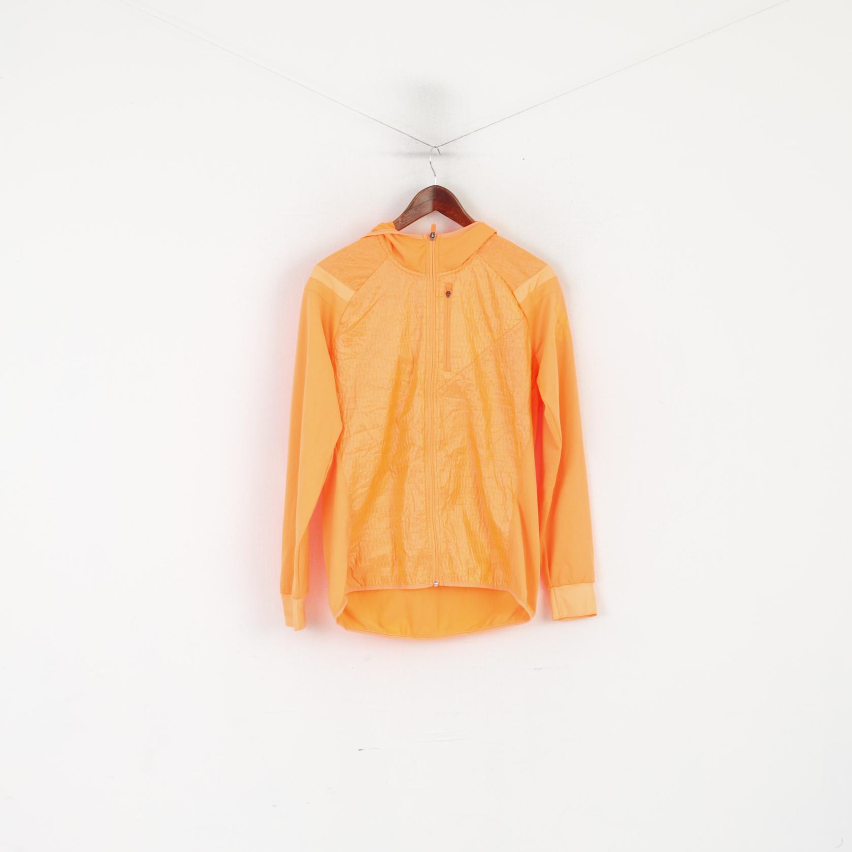 Adidas Running Femme L Veste Néon Orange Léger Zip Up Activewear Top