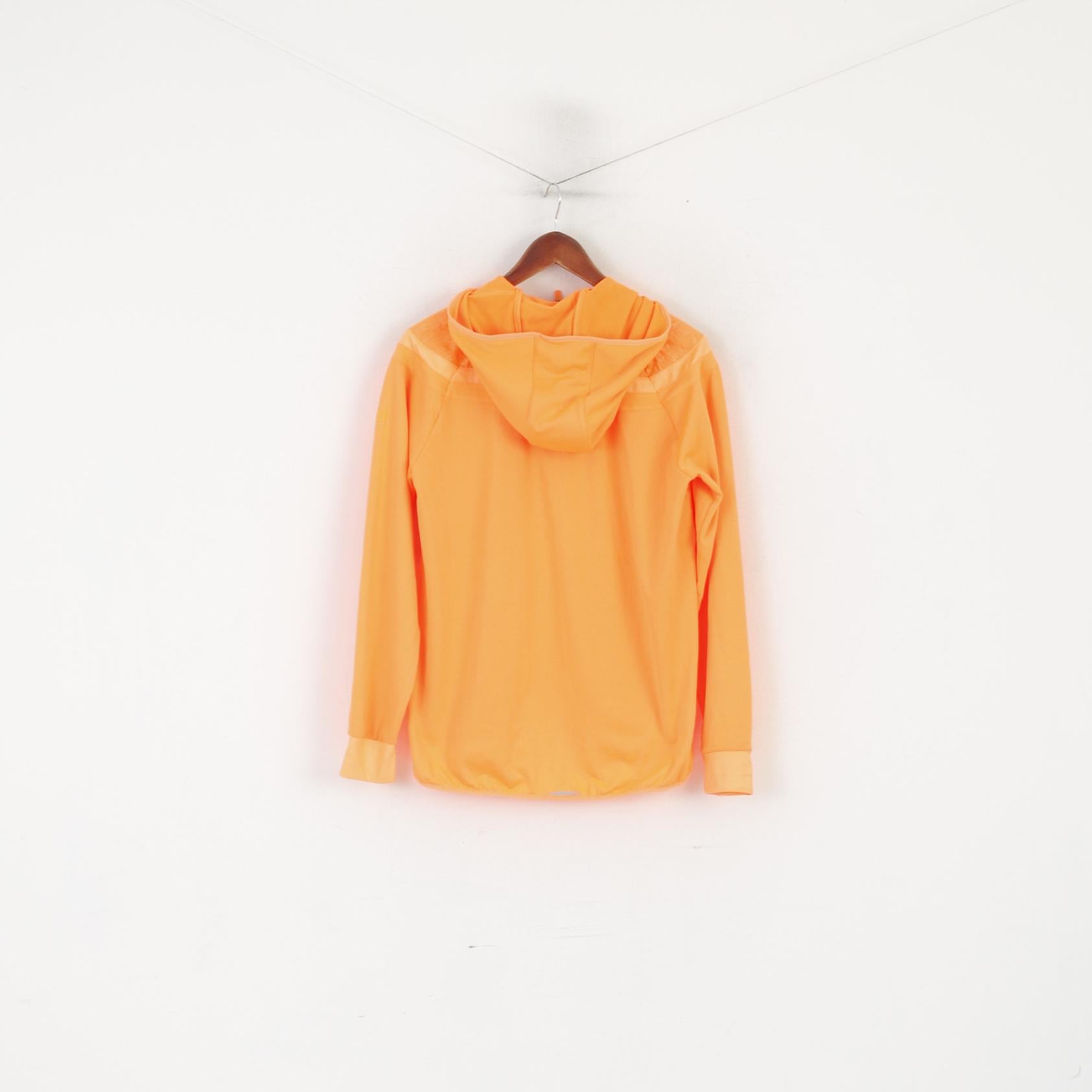 Adidas Running Femme L Veste Néon Orange Léger Zip Up Activewear Top