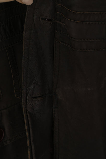 Brandtex Women 14 40 M Jacket Brown Soft Leather Single Breasted Vintage Top