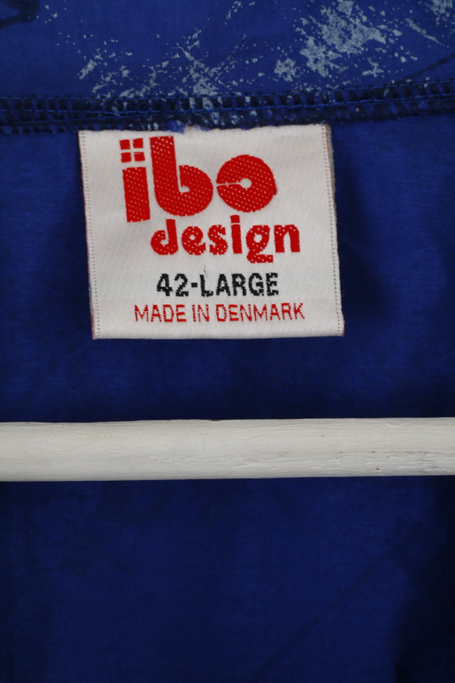 Ibo Design Mens L Jacket Navy Blue Lightweight Tactel Nylon Full Zipper Unisex Top