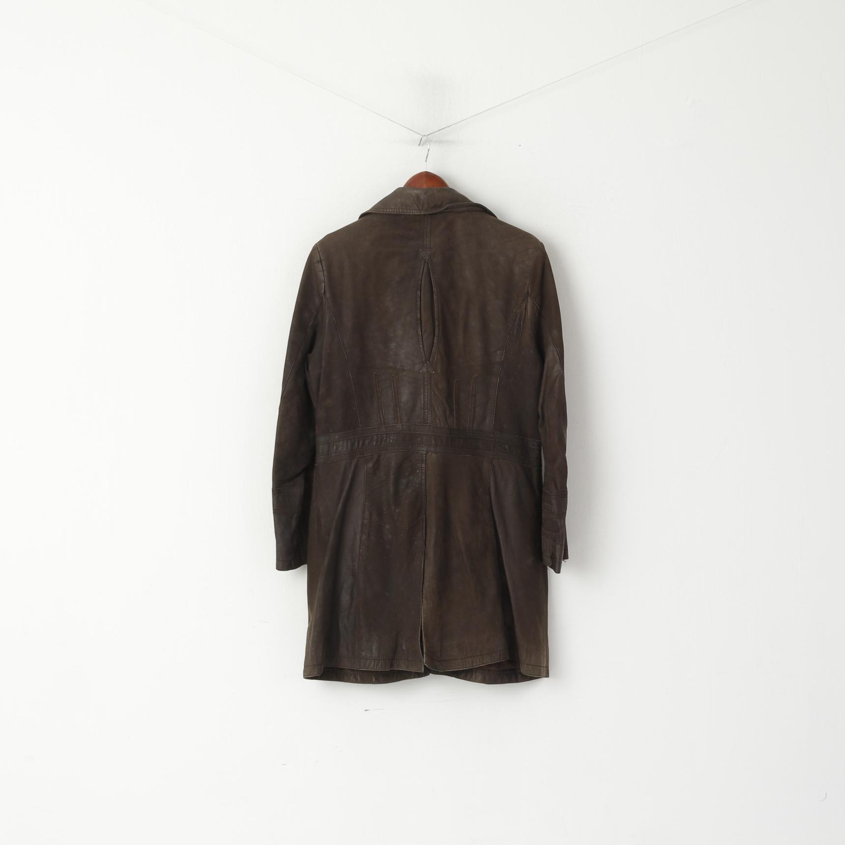 Giacca Brandtex da donna 14 40 M. Top vintage monopetto in morbida pelle marrone