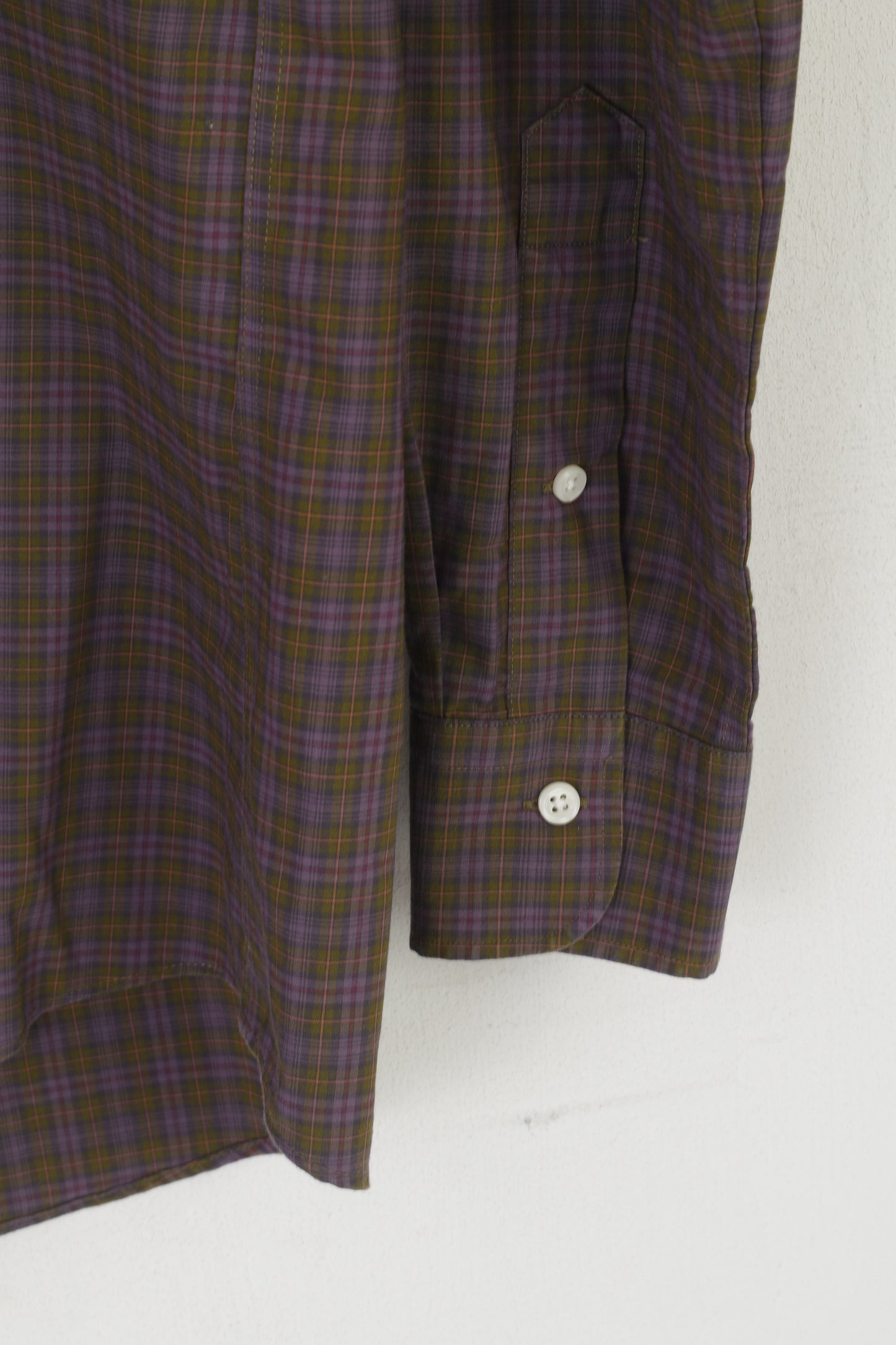 Lauren Ralph Lauren Men M Casual Shirt Purple Green Check Fitted Non Iton Top