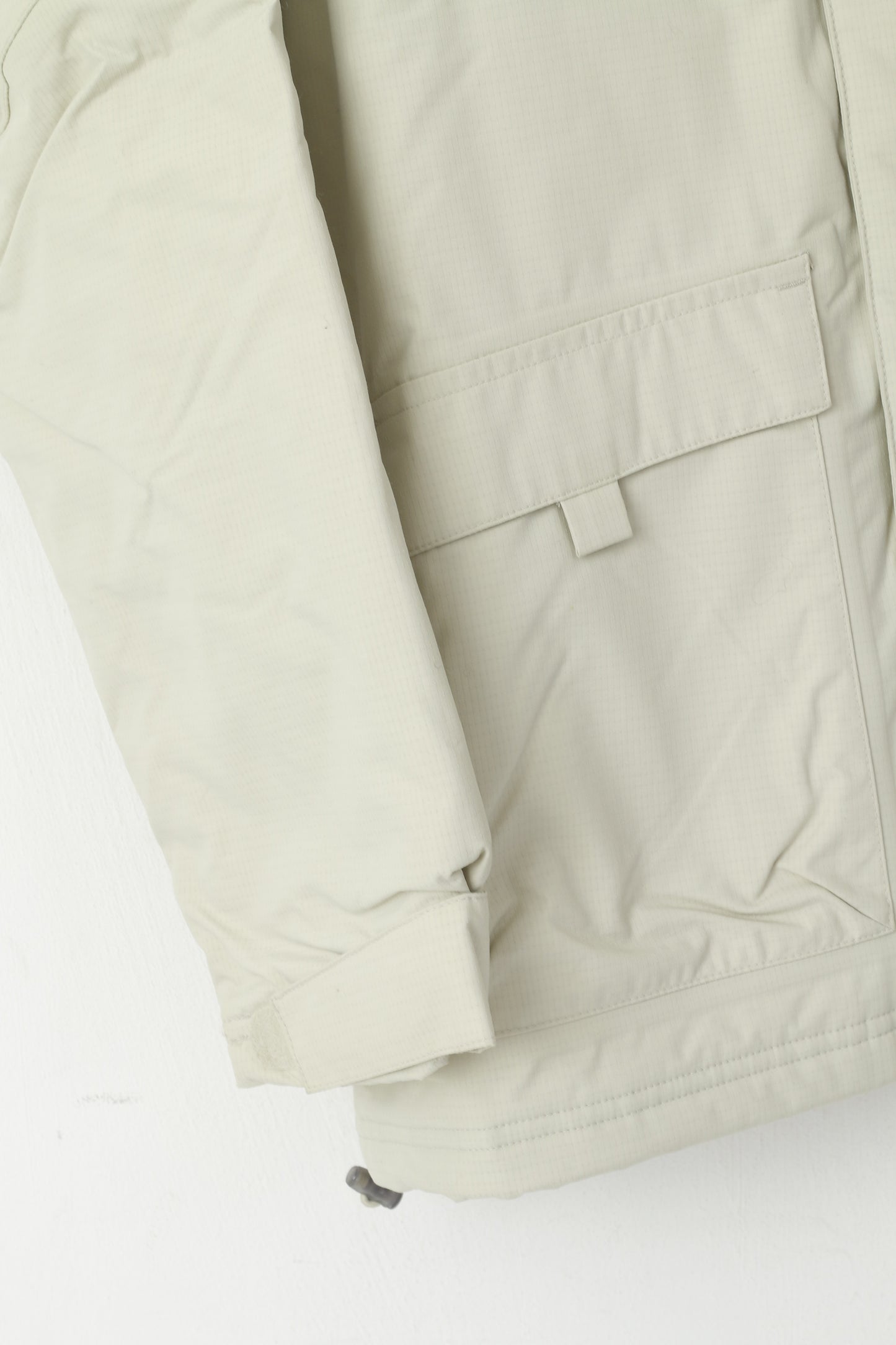 Giacca Adidas da uomo in nylon beige, cappuccio rimovibile, cerniera completa, fodera impermeabile