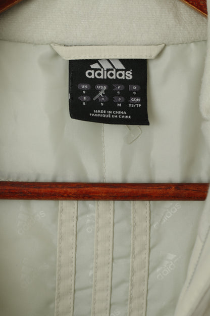 Adidas Veste Homme Beige Nylon Capuche Amovible Fermeture Éclair Complète Doublée Imperméable