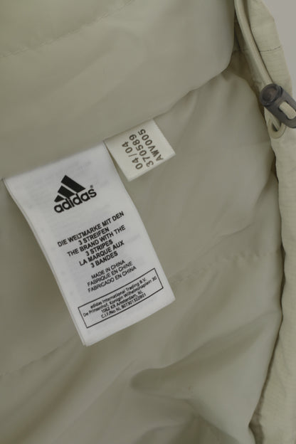 Giacca Adidas da uomo in nylon beige, cappuccio rimovibile, cerniera completa, fodera impermeabile
