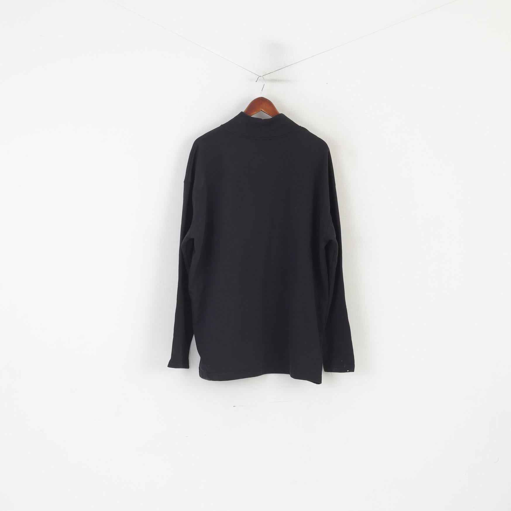 Nike Men L Swetashirt Black Cotton Logo Turtle Neck Oversize Sportswear Top