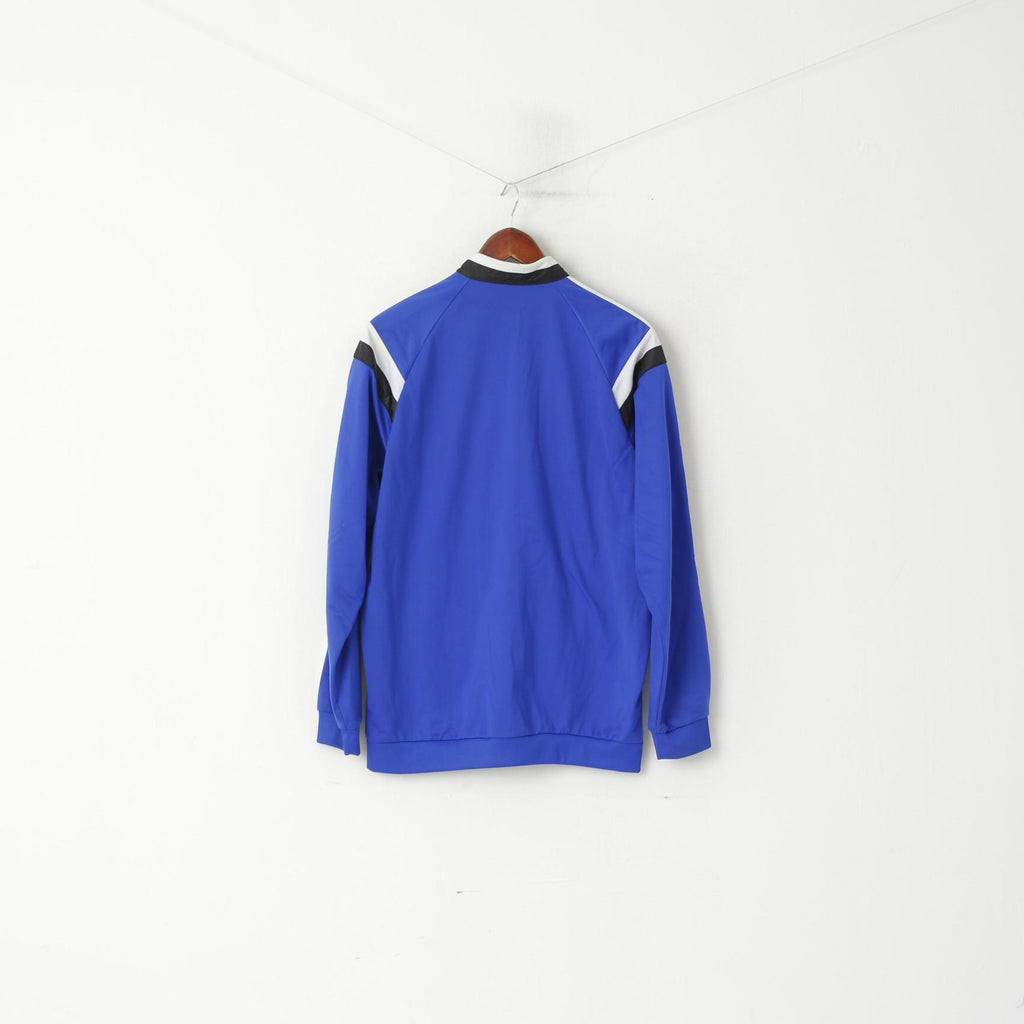 Adidas Men M Sweatshirt Blue Shiny Retro Full Zipper Sport Training Track Top
