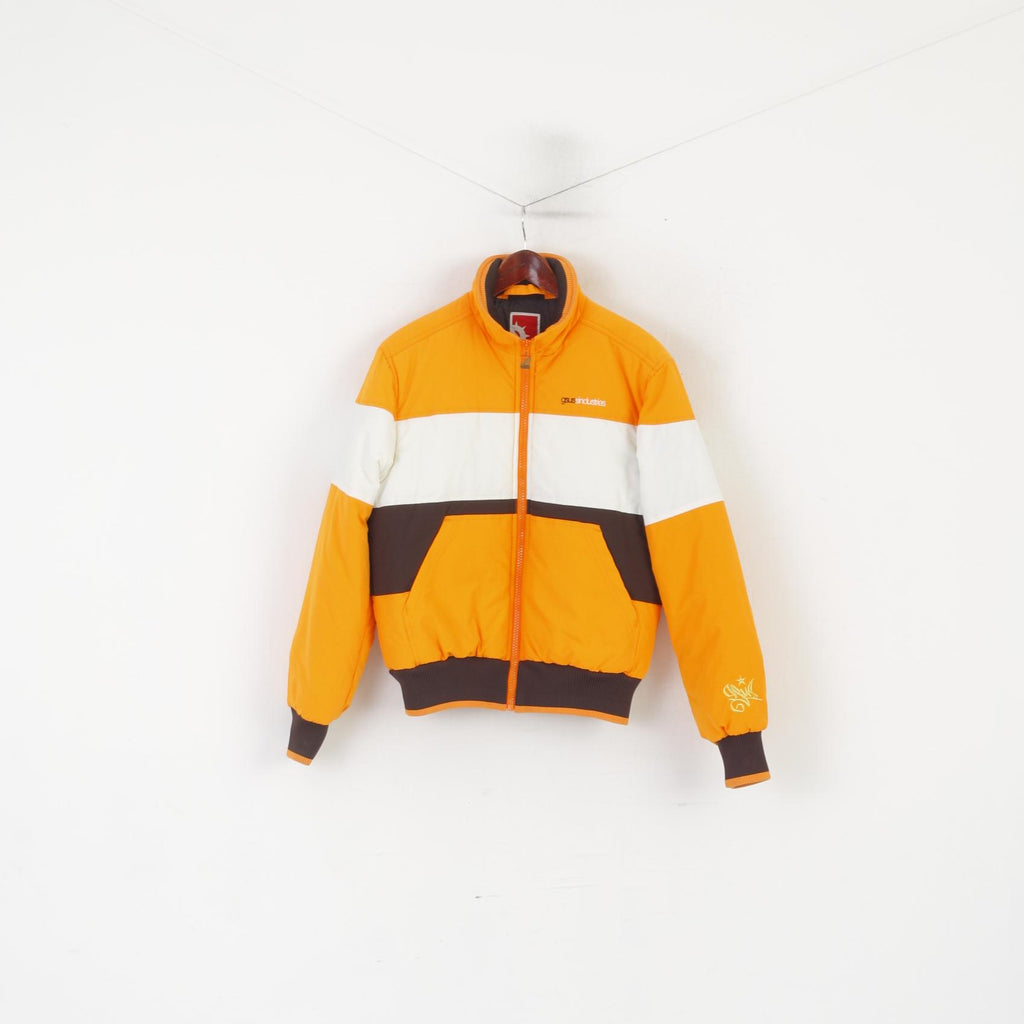 Gsus Sindustries Veste M pour femme en nylon orange rembourré avec fermeture éclair complète imperméable