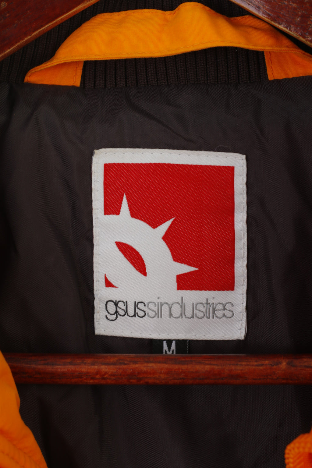 Gsus Sindustries Veste M pour femme en nylon orange rembourré avec fermeture éclair complète imperméable