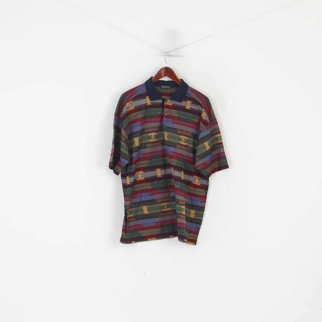Blue Drake Dept Men XXL Polo Shirt Multicoloured Cotton Made in Italy Vintage Top