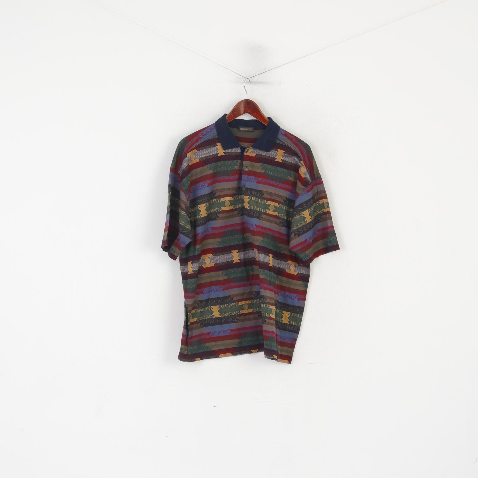 Blue Drake Dept Men XXL Polo Shirt Multicoloured Cotton Made in Italy Vintage Top