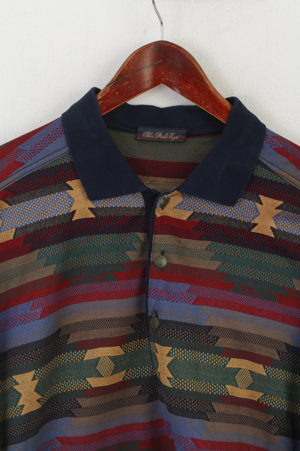 Blue Drake Dept Men XXL Polo Shirt Multicoloured Cotton Made in Italy Vintage Top