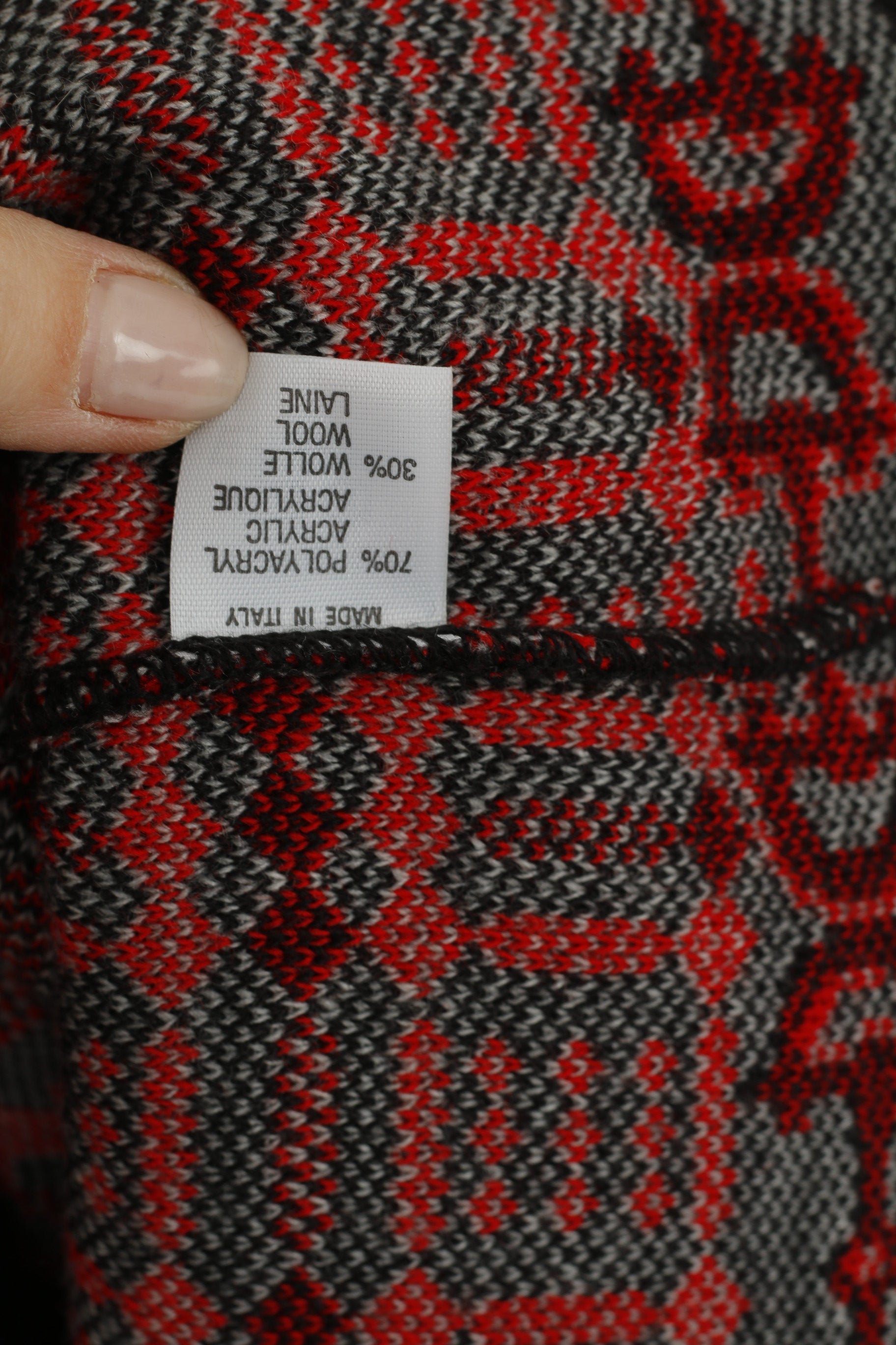 vintage Femmes 18/20 XXL Bouton Avant Cardigan Rouge Laine Boutons Or Italie Pull