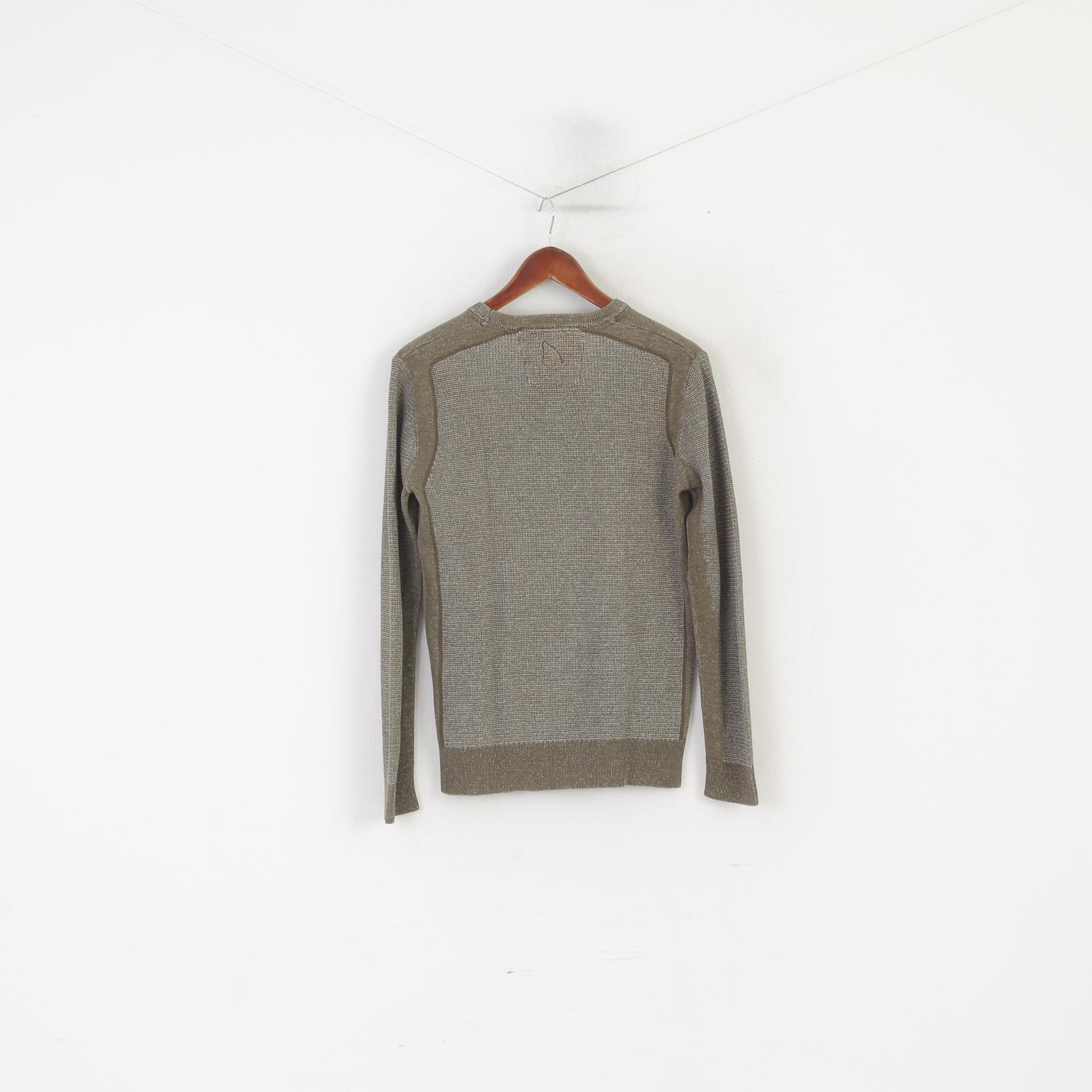Chasin Men M Jumper Green Cotton Classic Unseen Style Crew Neck Pocket Sweater