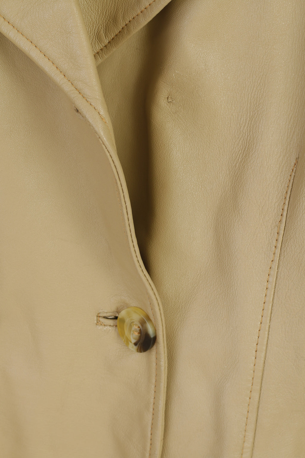 KIT Femme 12 38 M Veste Cuir Beige Vintage Double Boutonnage Haut Classique