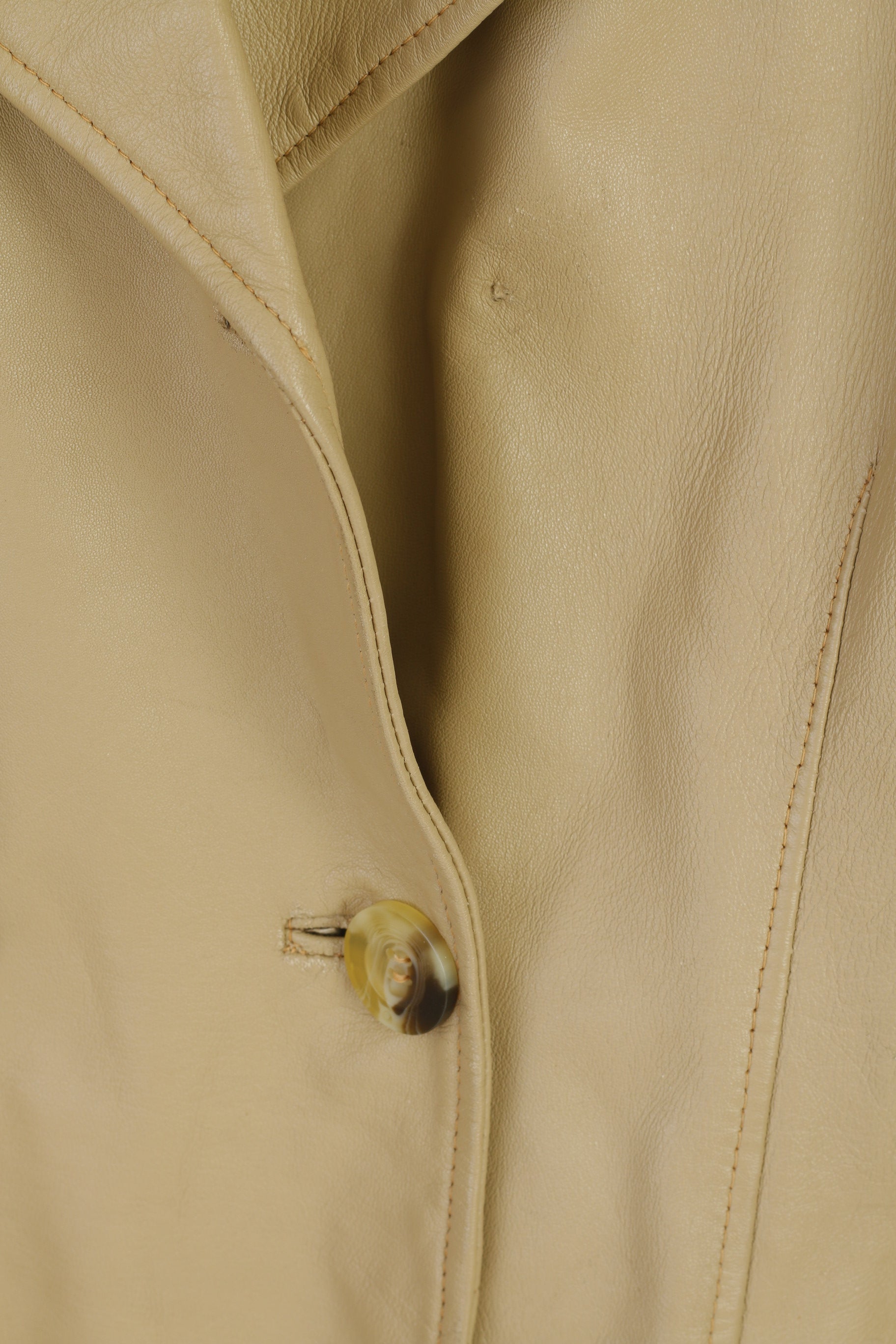KIT Femme 12 38 M Veste Cuir Beige Vintage Double Boutonnage Haut Classique